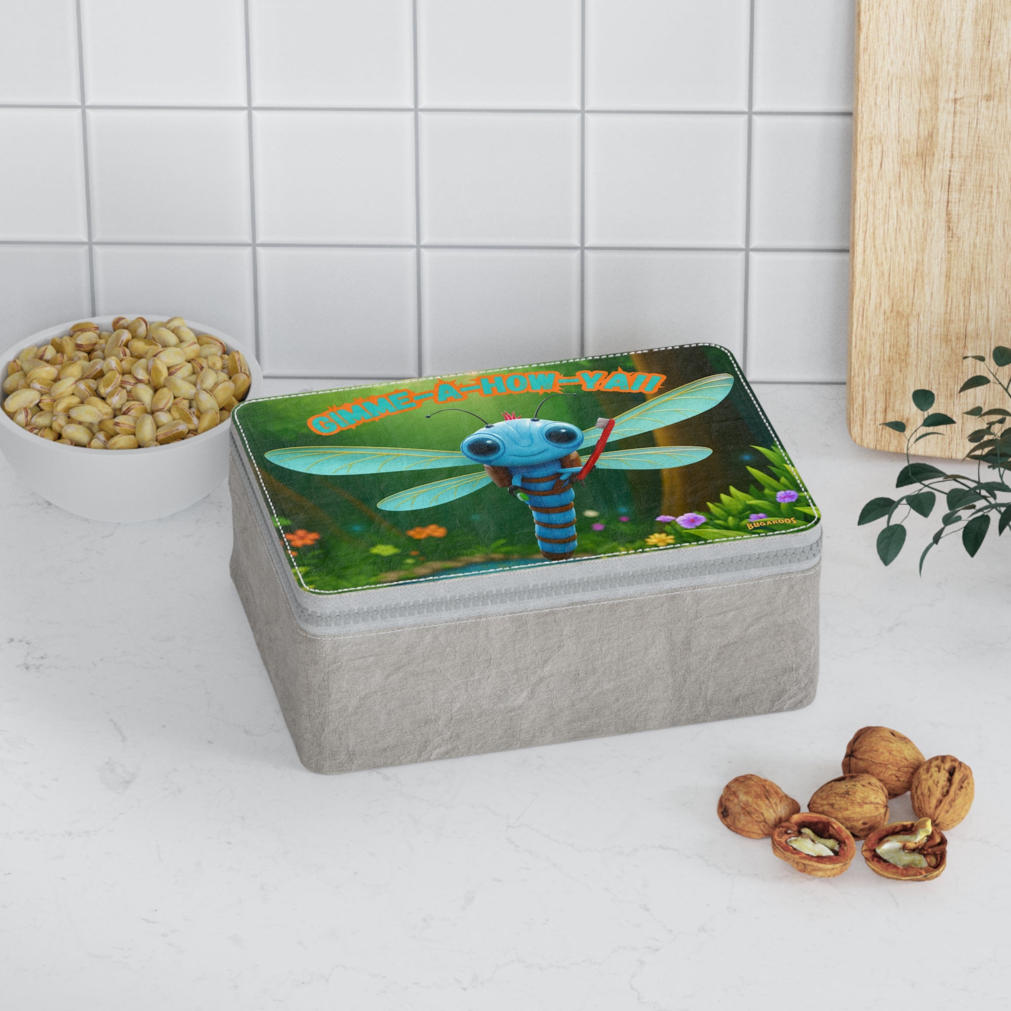 Paper Lunch Bag — Cute Dragonfly Illustration "Gimme-A-How-Y'all" Kids Lunch Tote