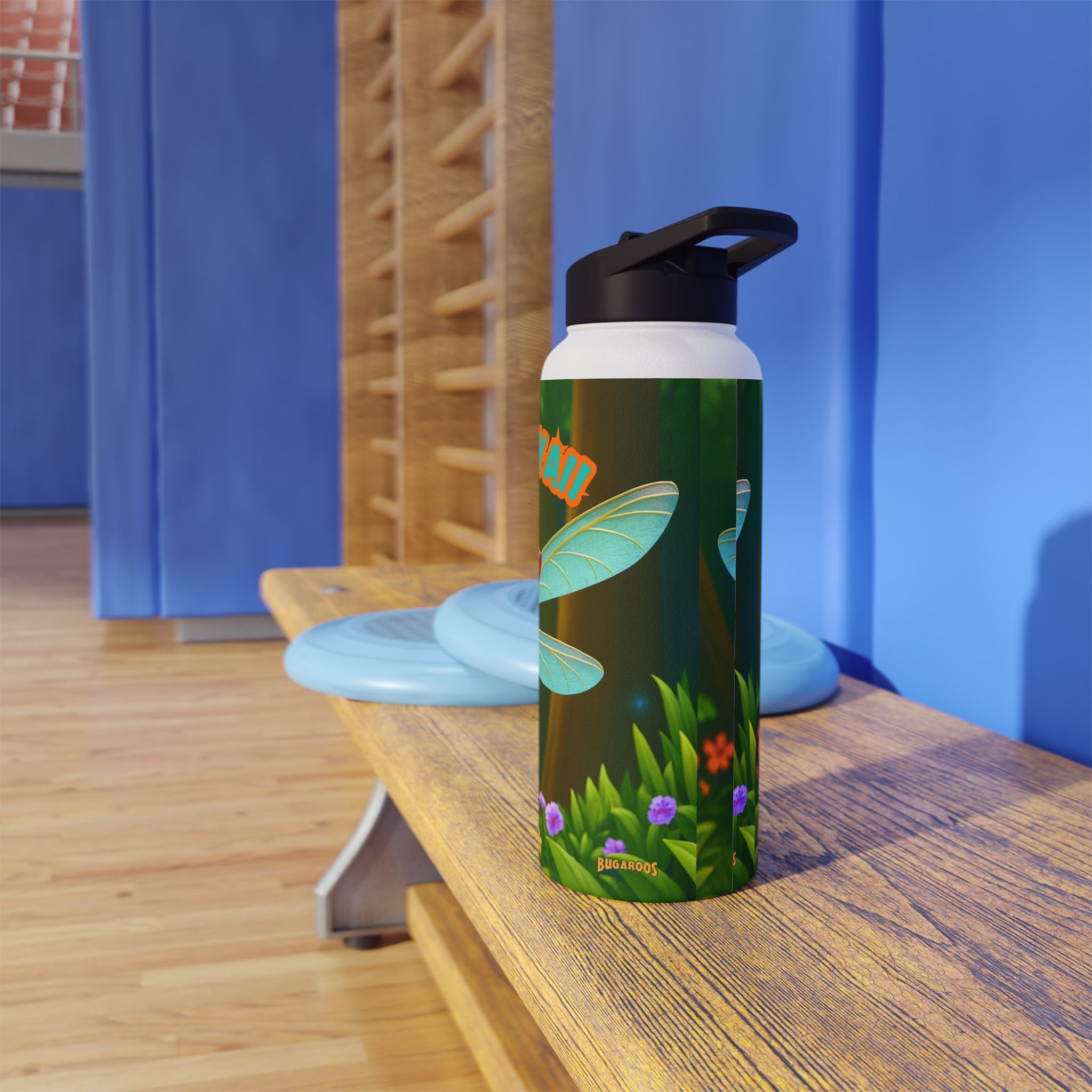 Dragonfly Kids Water Bottle — Cute Blue Dragonfly Design, 'Bee-a-Howl' Graphic Stainless Steel Bottle