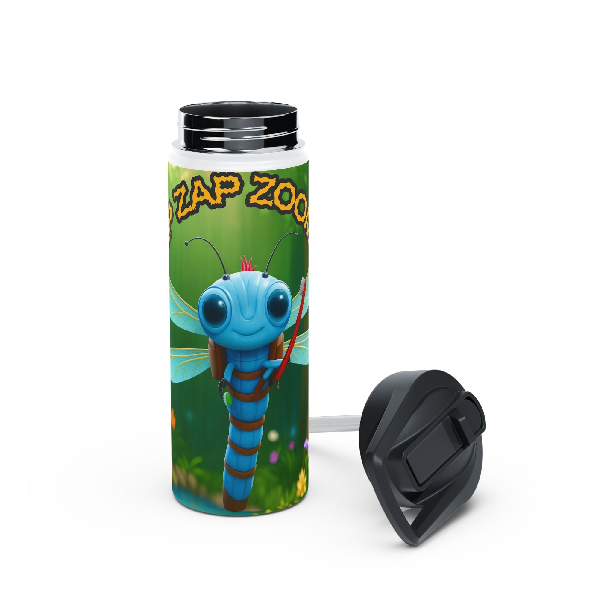 Kid's Dragonfly Water Bottle — "Zap Zoom!" Stainless Steel Adventure Bottle