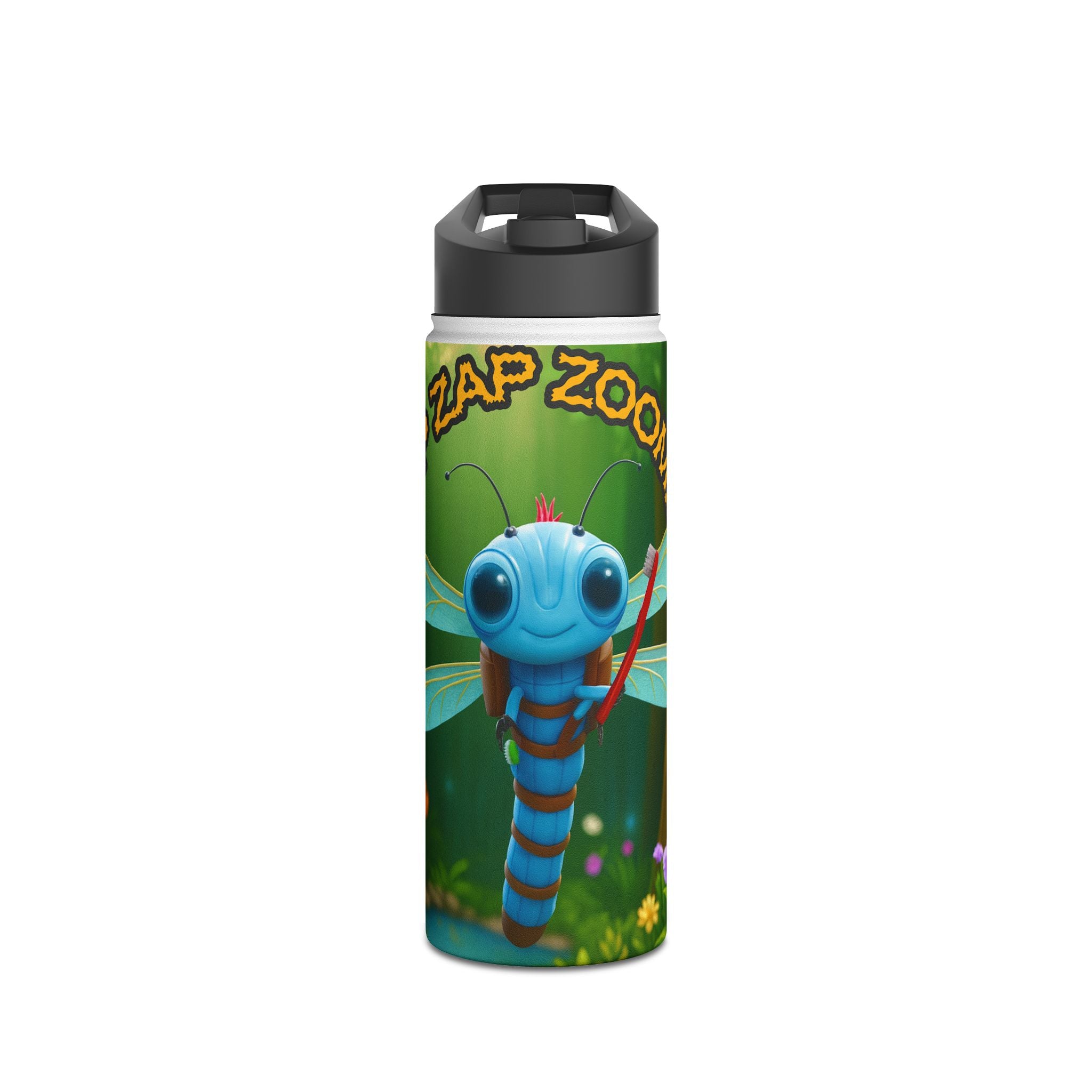 Kid's Dragonfly Water Bottle — "Zap Zoom!" Stainless Steel Adventure Bottle