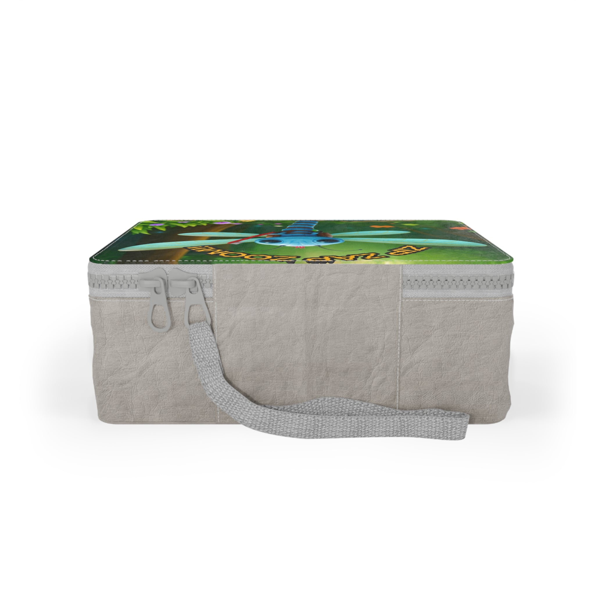 Paper Lunch Bag — Cute Blue Dragonfly "Zip Zap Zoom!" Kids Snack Bag