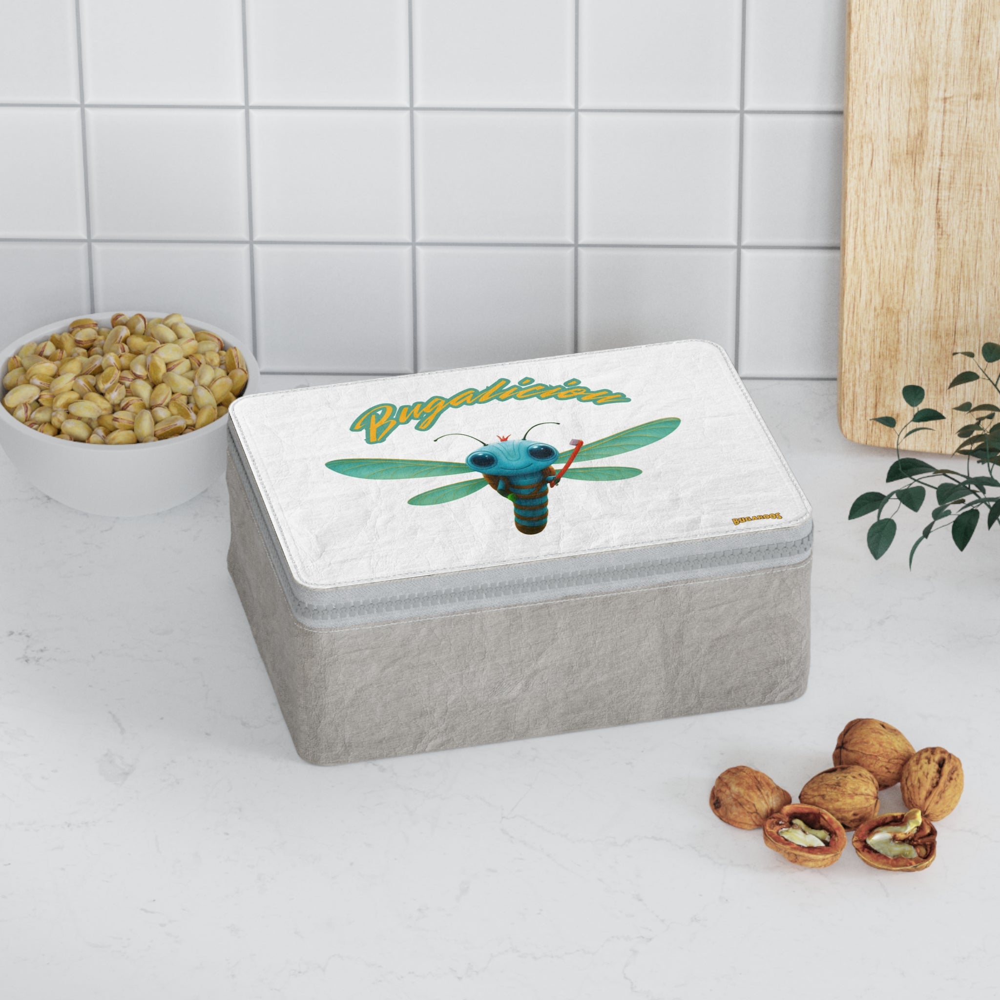 Paper Lunch Bag — 'Bugalicious' Cute Blue Dragonfly Lunch Tote