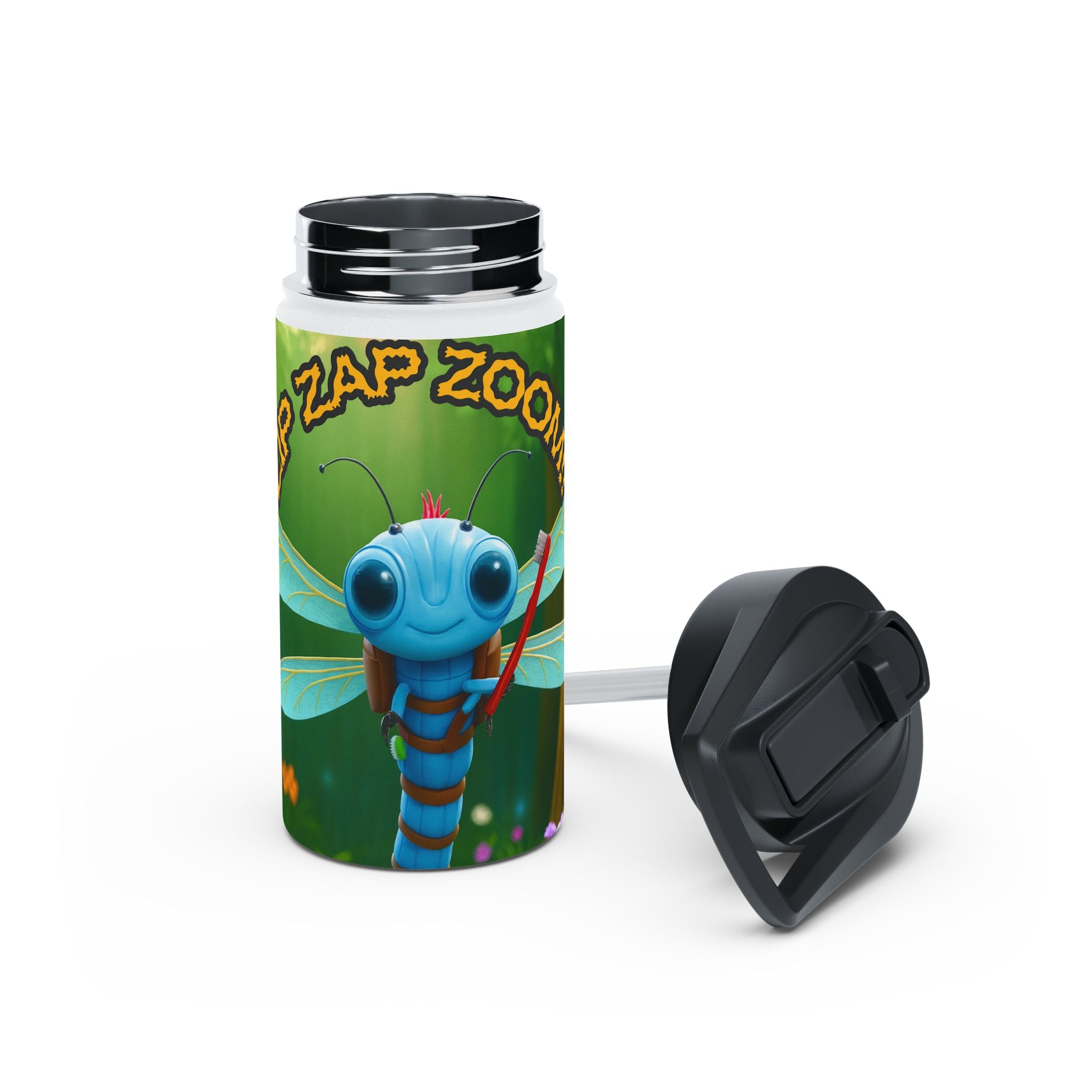 Kid's Dragonfly Water Bottle — "Zap Zoom!" Stainless Steel Adventure Bottle