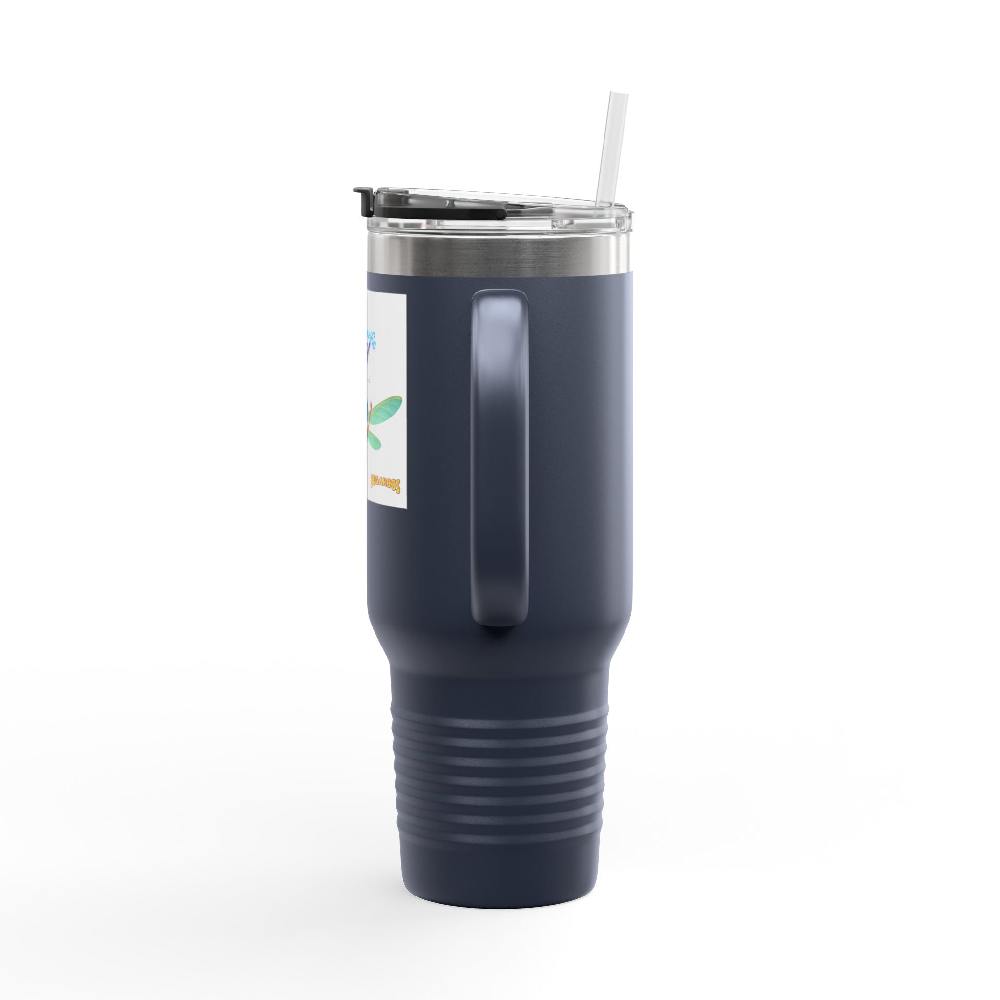 40oz Insulated Travel Mug — Cute Dragonfly “It’s a Beautiful Day” Design